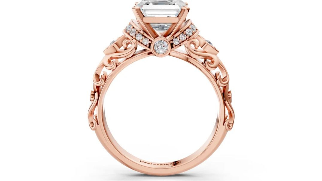 White gold Cushion Cut Diamond Three-Stone Ring